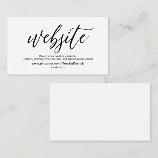 Prachtige bruiloft Website met details Informatiekaartje (Voorkant / Achterkant)