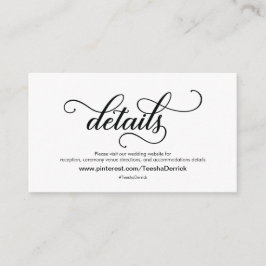 Prachtige bruiloft Website met details Informatiekaartje