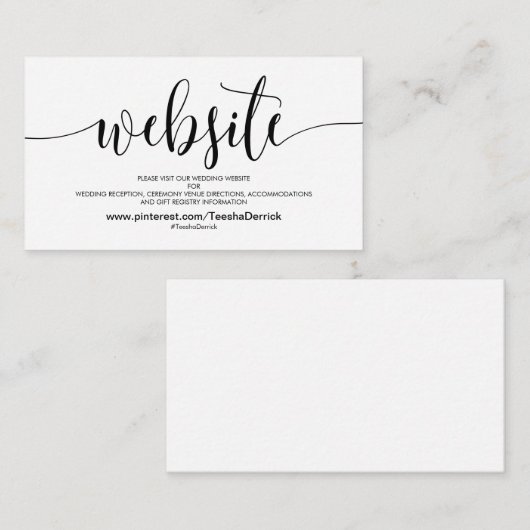 Prachtige bruiloft Website met details Informatiekaartje (Voorkant / Achterkant)