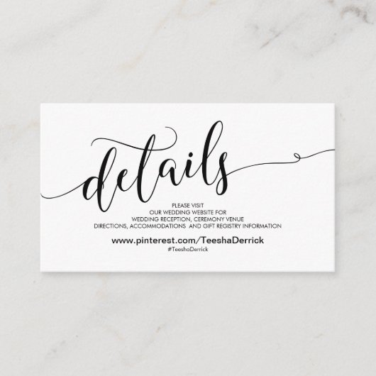 Prachtige bruiloft Website met details Informatiekaartje (Voorkant)