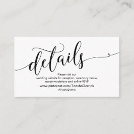 Prachtige bruiloft Website met details Informatiekaartje