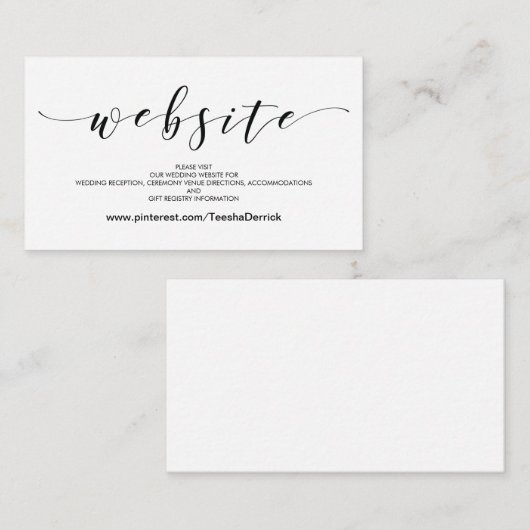 Prachtige bruiloft Website met details Informatiekaartje (Voorkant / Achterkant)