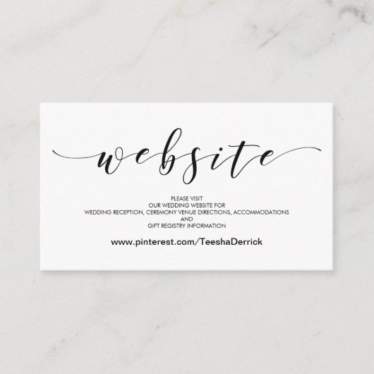 Prachtige bruiloft Website met details Informatiekaartje (Voorkant)