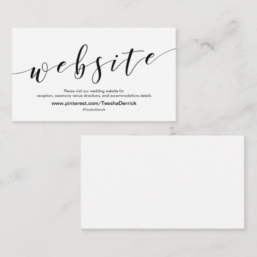 Prachtige bruiloft Website met details Informatiekaartje (Voorkant / Achterkant)
