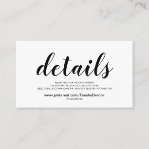 Prachtige bruiloft Website met details Informatiekaartje