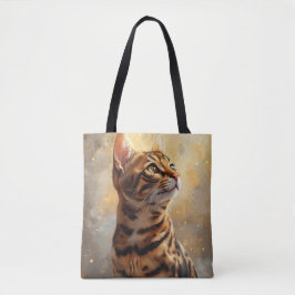 PRACHTIGE BRUINE BENGAALSE KATTENSCHILDERIJ TOTE BAG