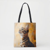 PRACHTIGE BRUINE BENGAALSE KATTENSCHILDERIJ TOTE BAG (Voorkant)