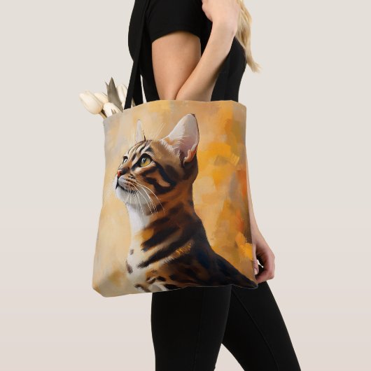 PRACHTIGE BRUINE BENGAALSE KATTENSCHILDERIJ TOTE BAG (Dichtbij)