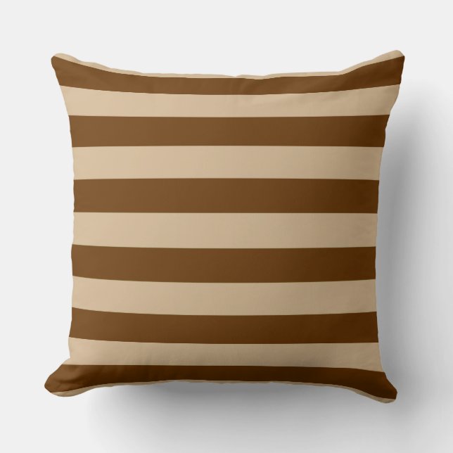 Prachtige bruine en Tan Stripes Pattern Kussen (Voorkant)