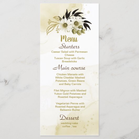 prachtige bruine ivoorgoudflorale bruiloft menu (Voorkant)