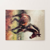 Prachtige bruine paarden hardloopdieren legpuzzel (Horizontaal)