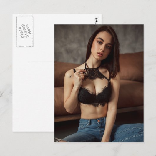 Prachtige Brunette Babe Briefkaart (Voorkant / Achterkant)