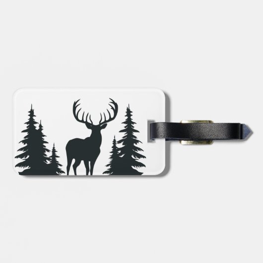 Prachtige Buck Tussen Pine Trees Bagagelabel (Achterkant horizontaal)