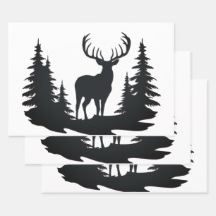 Prachtige Buck Tussen Pine Trees Inpakpapier Vel