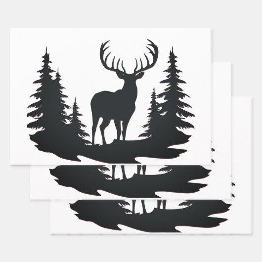 Prachtige Buck Tussen Pine Trees Inpakpapier Vel (Set)