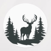Prachtige Buck Tussen Pine Trees Labels (Design 2)