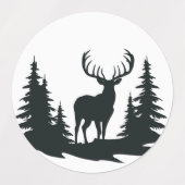 Prachtige Buck Tussen Pine Trees Labels (Design 1)