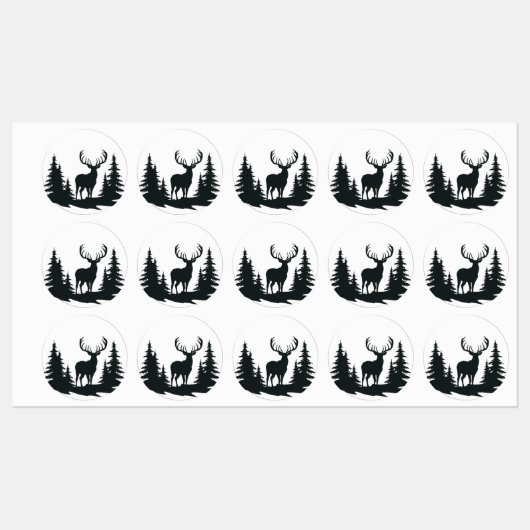 Prachtige Buck Tussen Pine Trees Labels (Vel)