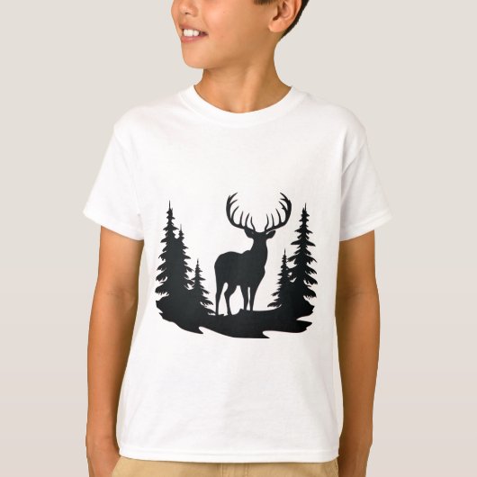 Prachtige Buck Tussen Pine Trees T-shirt (Voorkant)