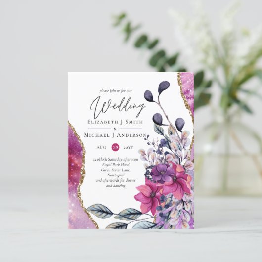 Prachtige BUDGET Paarse Roze Bloemige Agaat Trouw- (Staand voorkant)