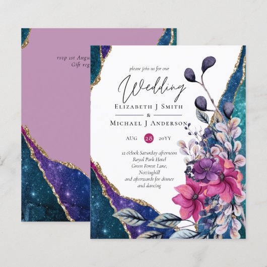 Prachtige BUDGET Violet Blauwe Bloemige Agaat Trou (Voorkant / Achterkant)