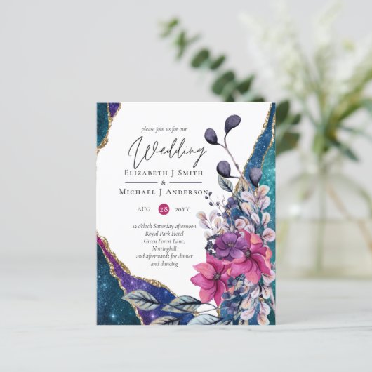 Prachtige BUDGET Violet Blauwe Bloemige Agaat Trou (Staand voorkant)