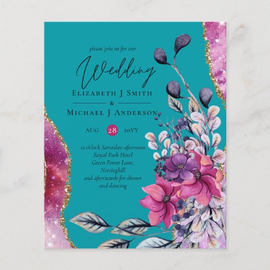 Prachtige budgettaire roze Blauwgroen Floral Agate Flyer (Voorkant)