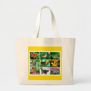 Prachtige Butterflies Collage, 9 Foto's Grote Tote Bag