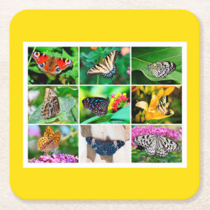 Prachtige Butterflies Collage, 9 Foto's Kartonnen Onderzetters