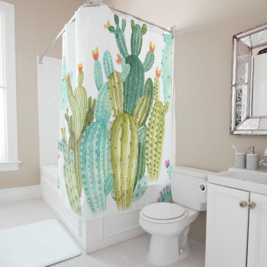 Prachtige  cactussen, succulenten, cactus bloomi douchegordijn (In situ)