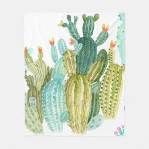 Prachtige  cactussen, succulenten, cactus bloomi fleece deken