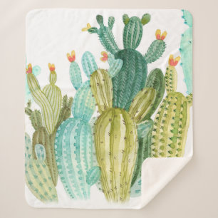 Prachtige  cactussen, succulenten, cactus bloomi sherpa deken