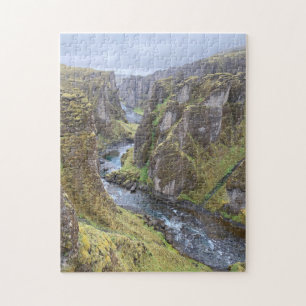 Prachtige canyon in IJsland; Fjaðrárgljúfur Legpuzzel