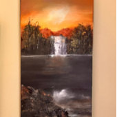 Prachtige cascade waterval Acrylverf Legpuzzel