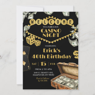 Prachtige Casino Nacht 40e 50e Volwassen Verjaarda Kaart
