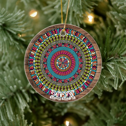 Prachtige Chakras Mandala Aangepaste Naam Bericht Keramisch Ornament (Boom)