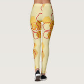 Prachtige Champagne Witte Honingraat Patroon Leggings (Achterkant)