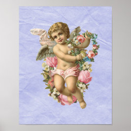 Prachtige  Cherub / Angel met bloemen Poster