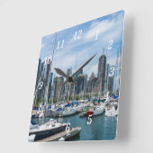 Prachtige Chicago Harbour Wall Clock Vierkante Klok (Hoek)