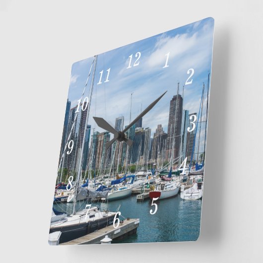 Prachtige Chicago Harbour Wall Clock Vierkante Klok (Hoek)