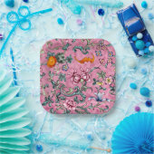 Prachtige Chinese Kanton Pink Floral Papieren Bordje (Feest)