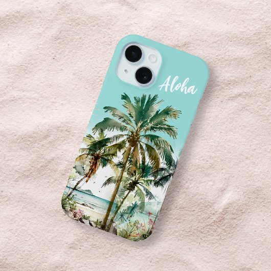 Prachtige chique eiland tropische strand palmboom Case-Mate iPhone case