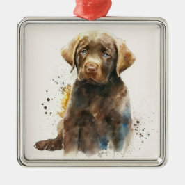 PRACHTIGE CHOCOLADEKLEURIGE LABRADOR RETRIEVER HON METALEN ORNAMENT