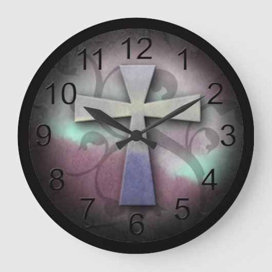 Prachtige, Christelijke Jezus Rustische Kruis Grote Klok (Voorkant)