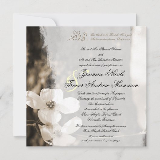 Prachtige Christelijke uitnodiging voor het huweli (Achterkant)