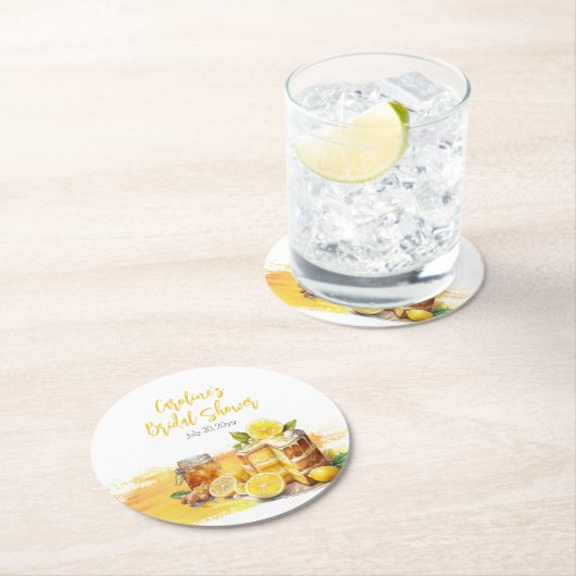 Prachtige citertaart-gemberthee bruidsontbijt ronde kartonnen onderzetter (Insitu)
