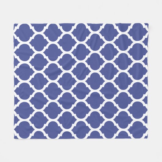 Prachtige Coblat Blue Moroccan Quatrefoil Pattern Fleece Deken (Voorkant (Horizontaal))