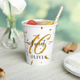 Prachtige Confetti Sweet 16 Zestien papierbekertje Papieren Bekers