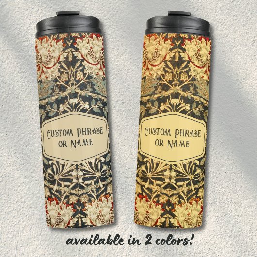 Prachtige Cream Art Nouveau Bloemen Damaskus Naam Thermosbeker