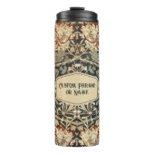 Prachtige Cream Art Nouveau Bloemen Damaskus Naam Thermosbeker (Voorkant)